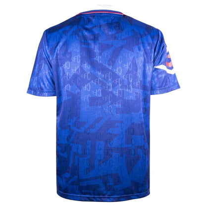 Blue-White Print - Back - Chelsea FC Mens 1992 Football Shirt
