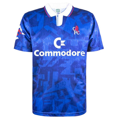 Blue-White Print - Front - Chelsea FC Mens 1992 Football Shirt