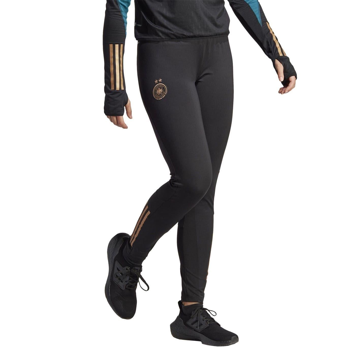 Black - Pack Shot - Adidas Womens-Ladies Pro Germany DFB Slim Tracksuit Bottoms