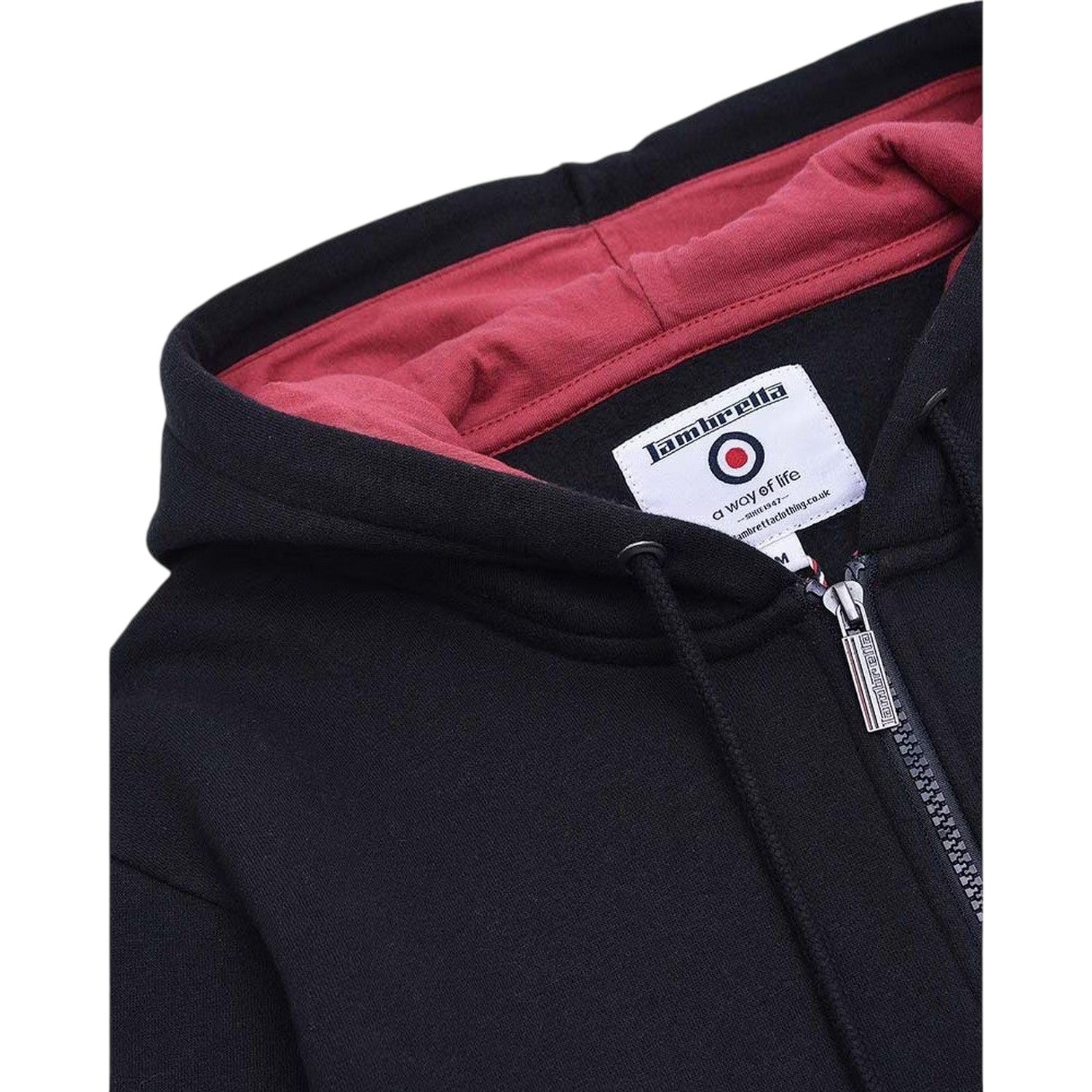 Black - Side - Lambretta Mens Hooded Sweat Jacket