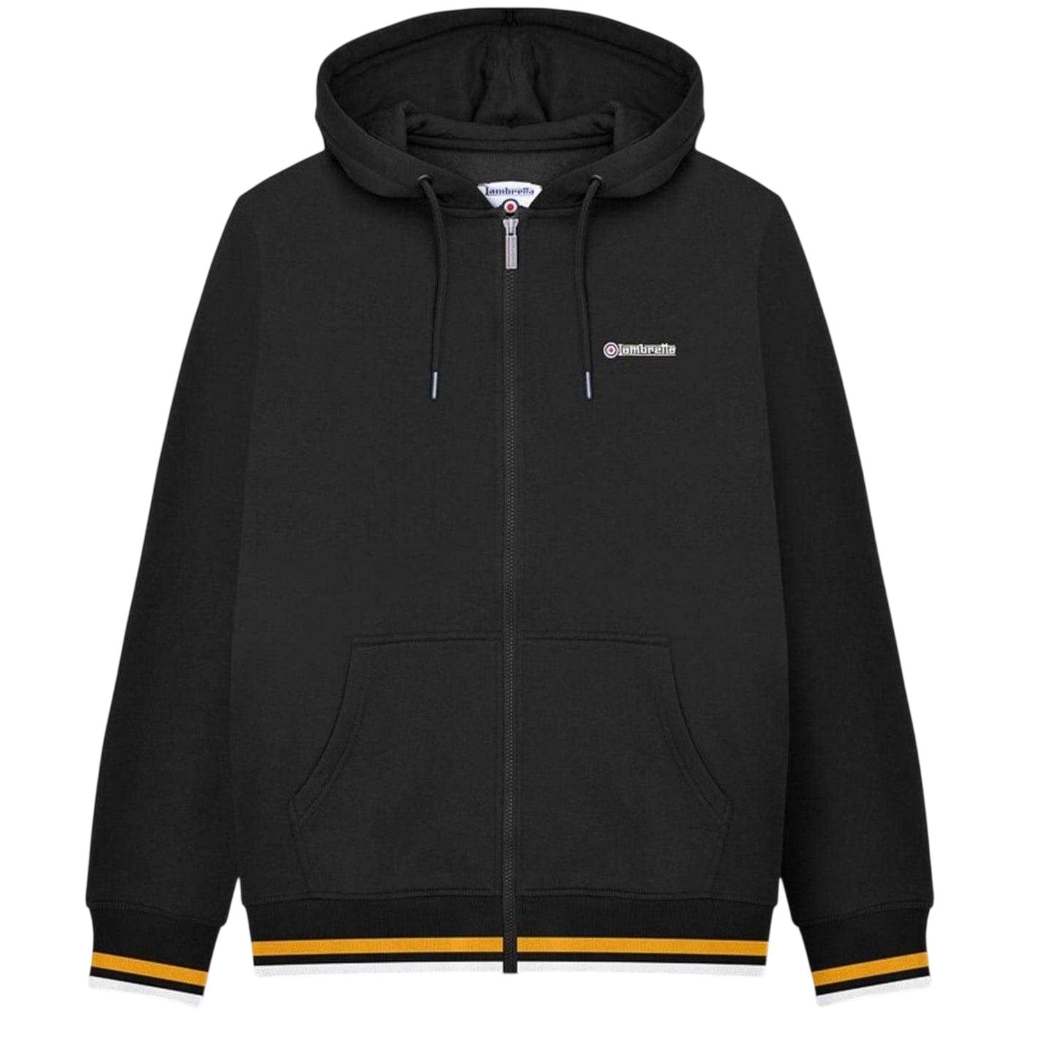 Black-Gold - Front - Lambretta Mens Hooded Sweat Jacket