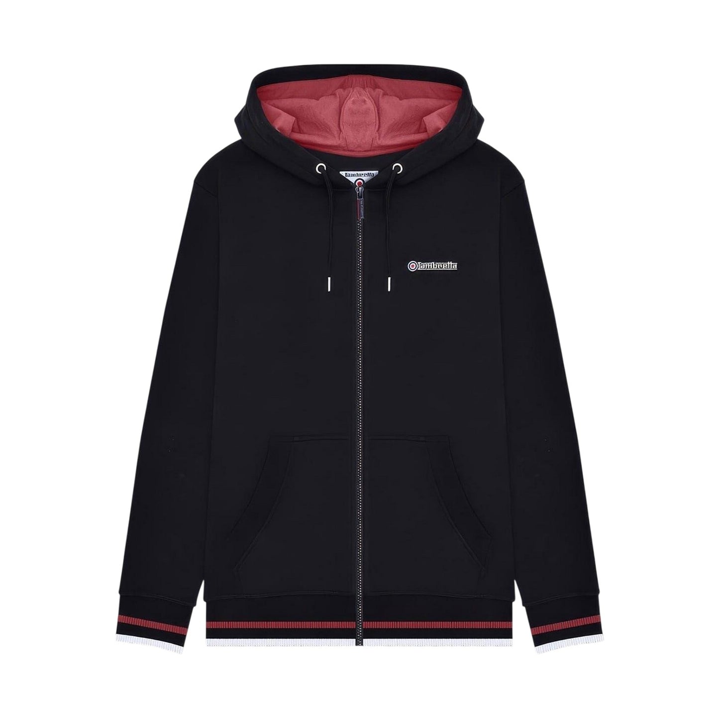 Black - Front - Lambretta Mens Hooded Sweat Jacket