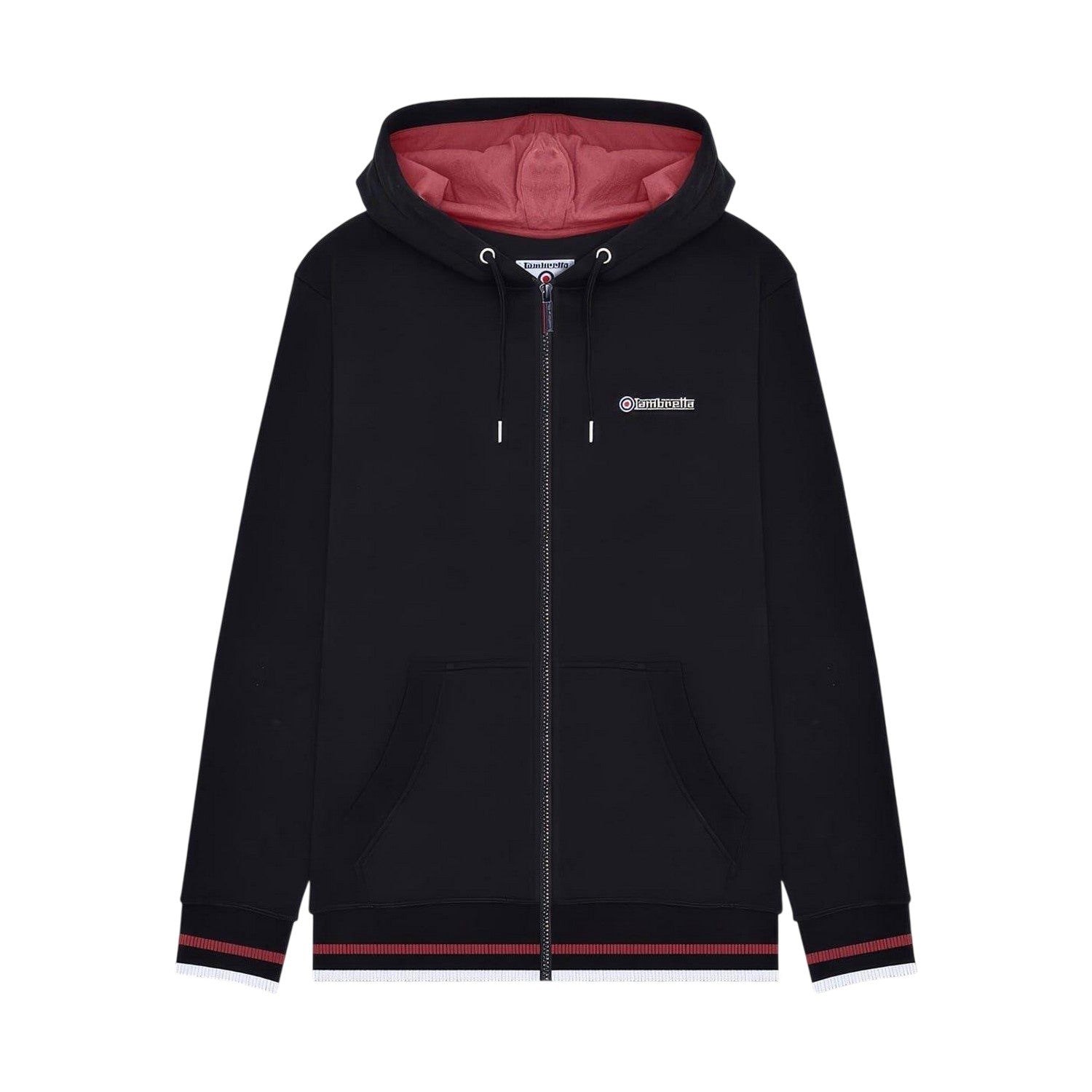 Black - Front - Lambretta Mens Hooded Sweat Jacket