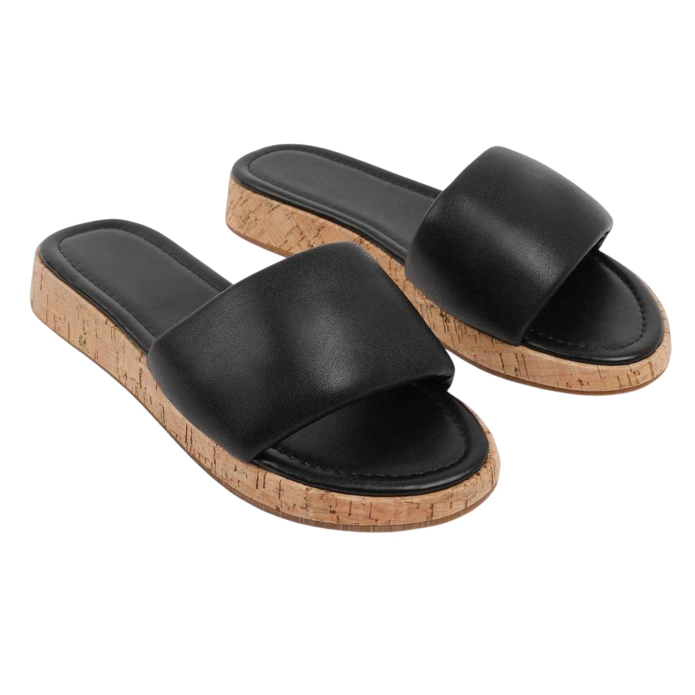 Black - Side - Where´s That From Womens-Ladies Julia PU Casual Platform Sandals