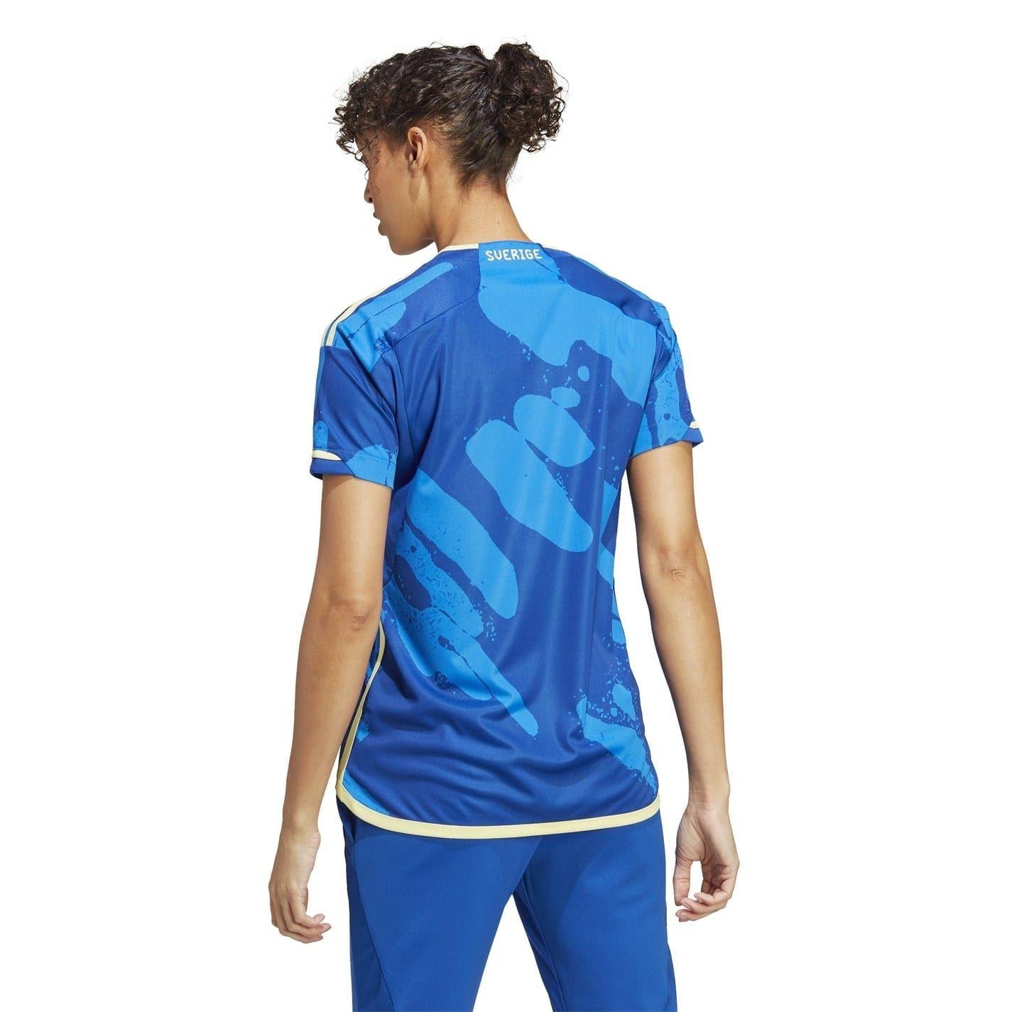 Blue - Back - Adidas Womens-Ladies 2023 Sweden Away Shirt