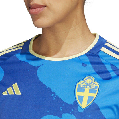 Blue - Side - Adidas Womens-Ladies 2023 Sweden Away Shirt
