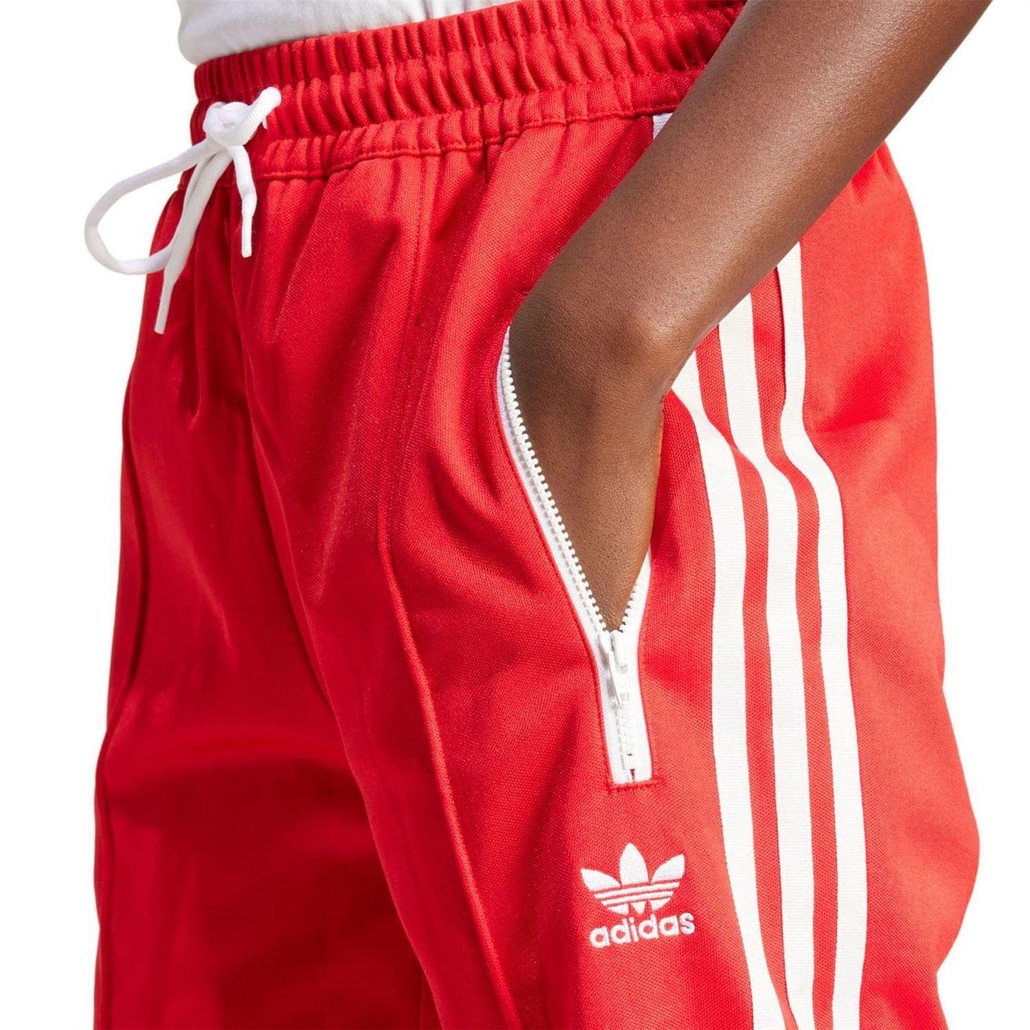 Red - Side - Adidas Womens-Ladies Originals Sporty And Rich Wide Leg Tracksuit Bottoms