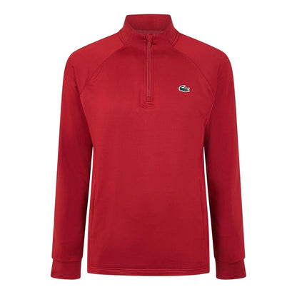 Orange - Front - Lacoste Mens Embroidered Logo Quarter Zip Regular Running Track Top