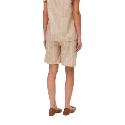 Pale Yellow - Back - Mamalicious Womens-Ladies Vertical Stripe Relaxed Fit Shorts