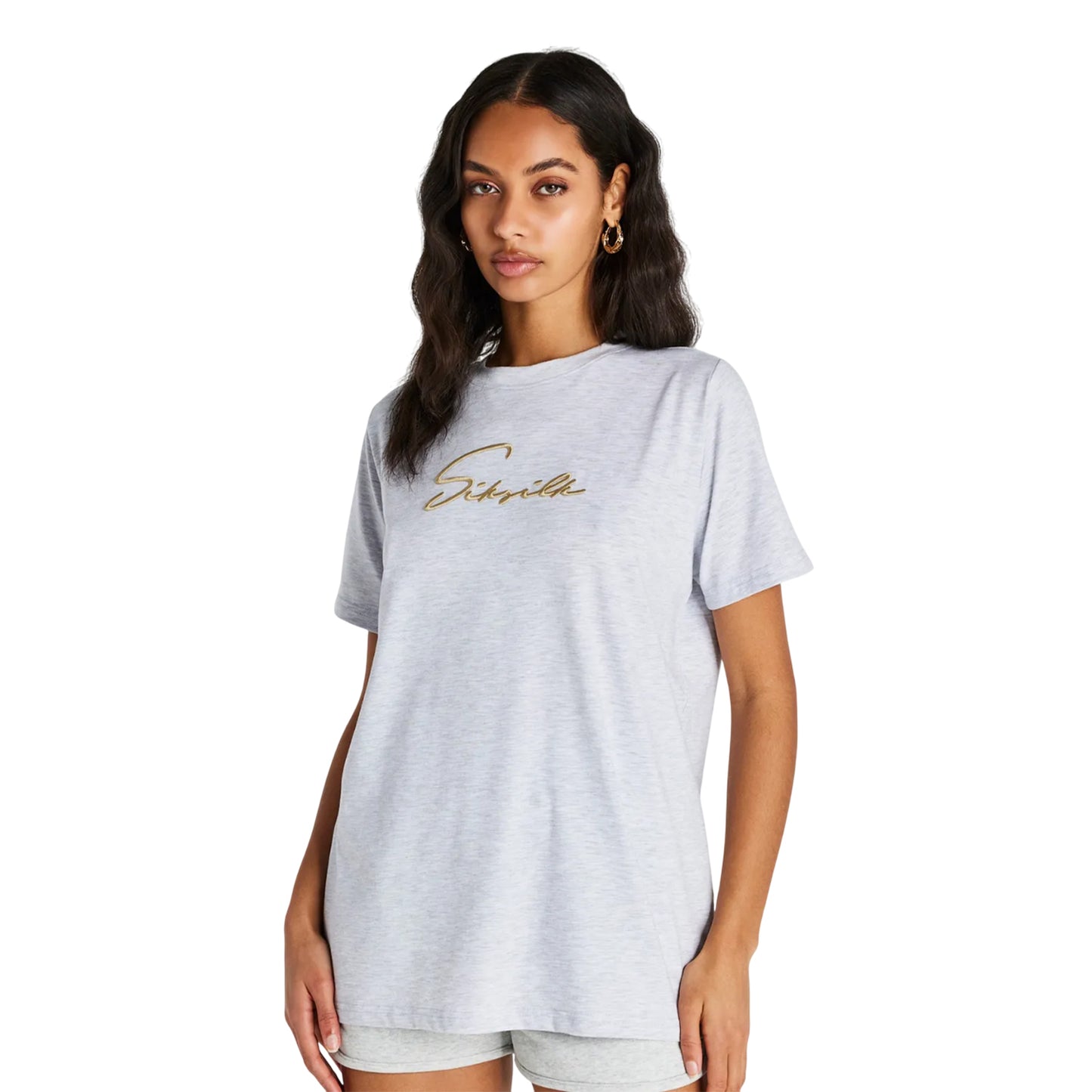 White - Front - SikSilk Womens-Ladies Signature Boyfriend T-Shirt
