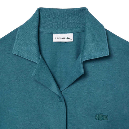 Green - Back - Lacoste Womens-Ladies Linen Blend Belted Shirt Dress