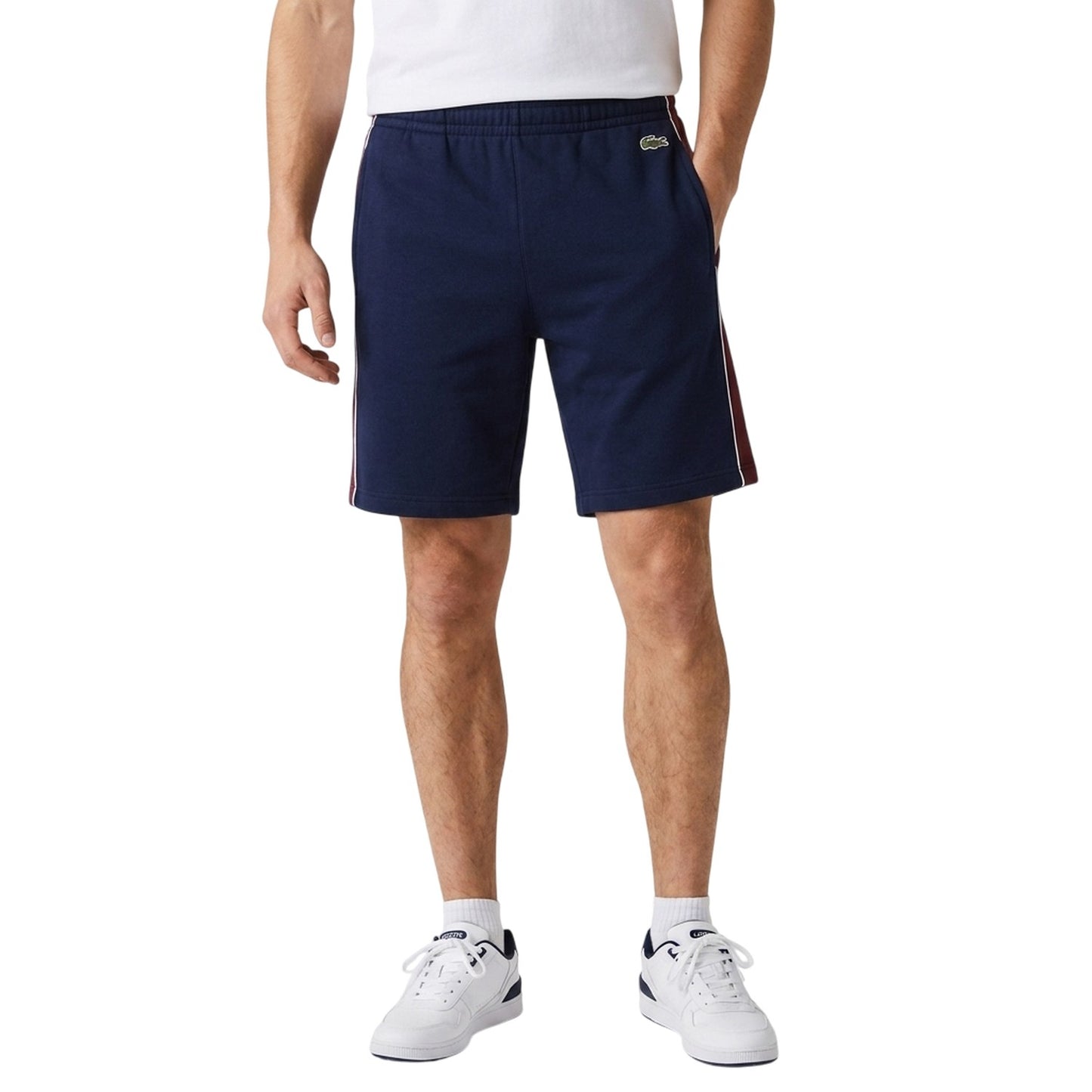 Navy Blue - Side - Lacoste Mens Fleece Elasticated Shorts