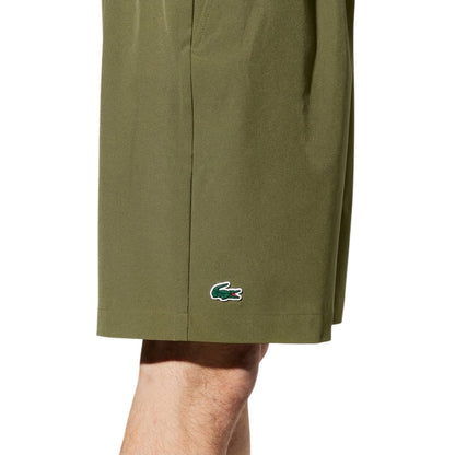 Khaki Green - Side - Lacoste Mens Woven Plain Elasticated Relaxed Fit Shorts