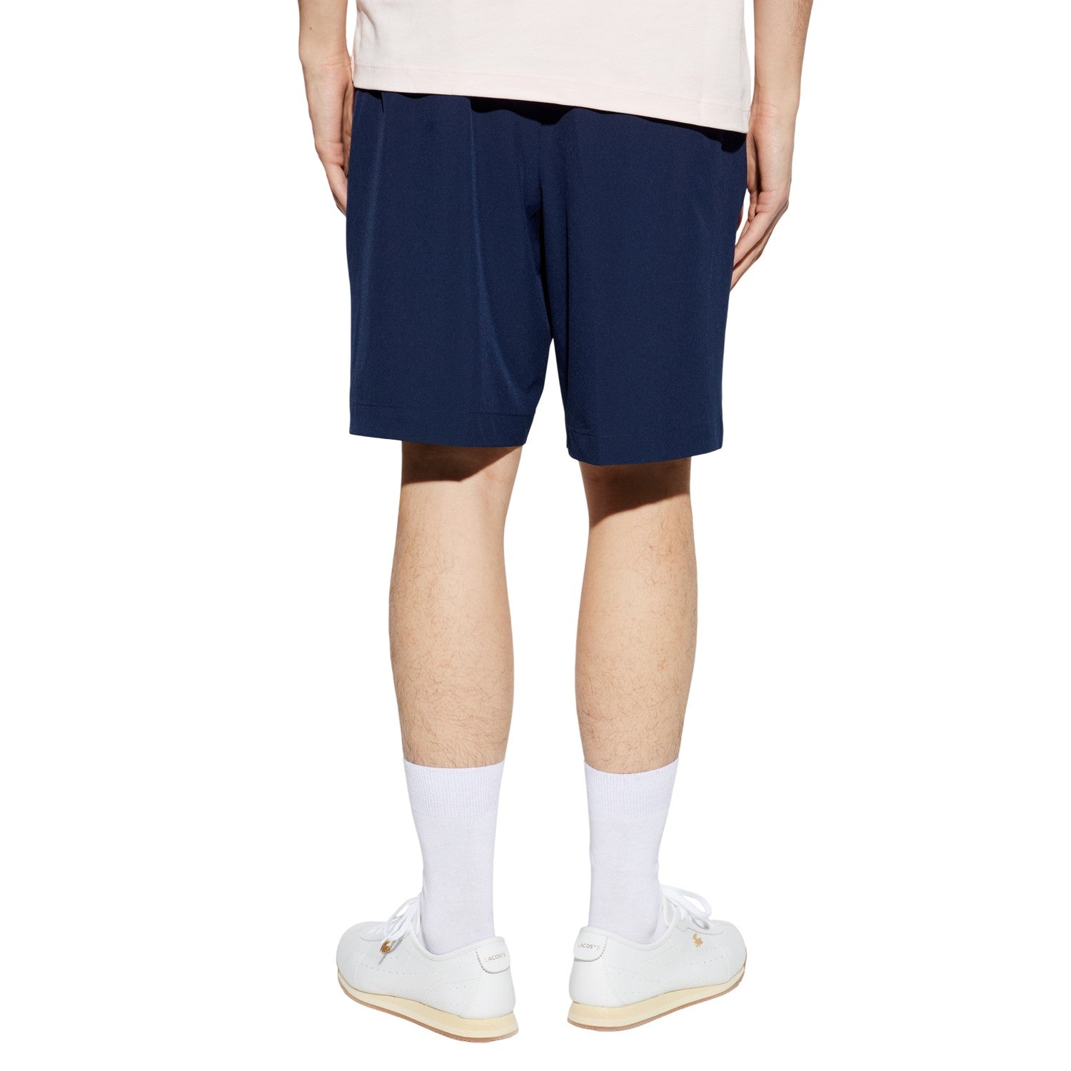 Navy Blue - Back - Lacoste Mens Woven Plain Elasticated Relaxed Fit Shorts