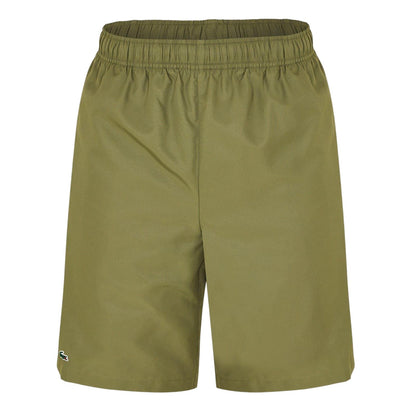 Khaki Green - Front - Lacoste Mens Woven Plain Elasticated Relaxed Fit Shorts