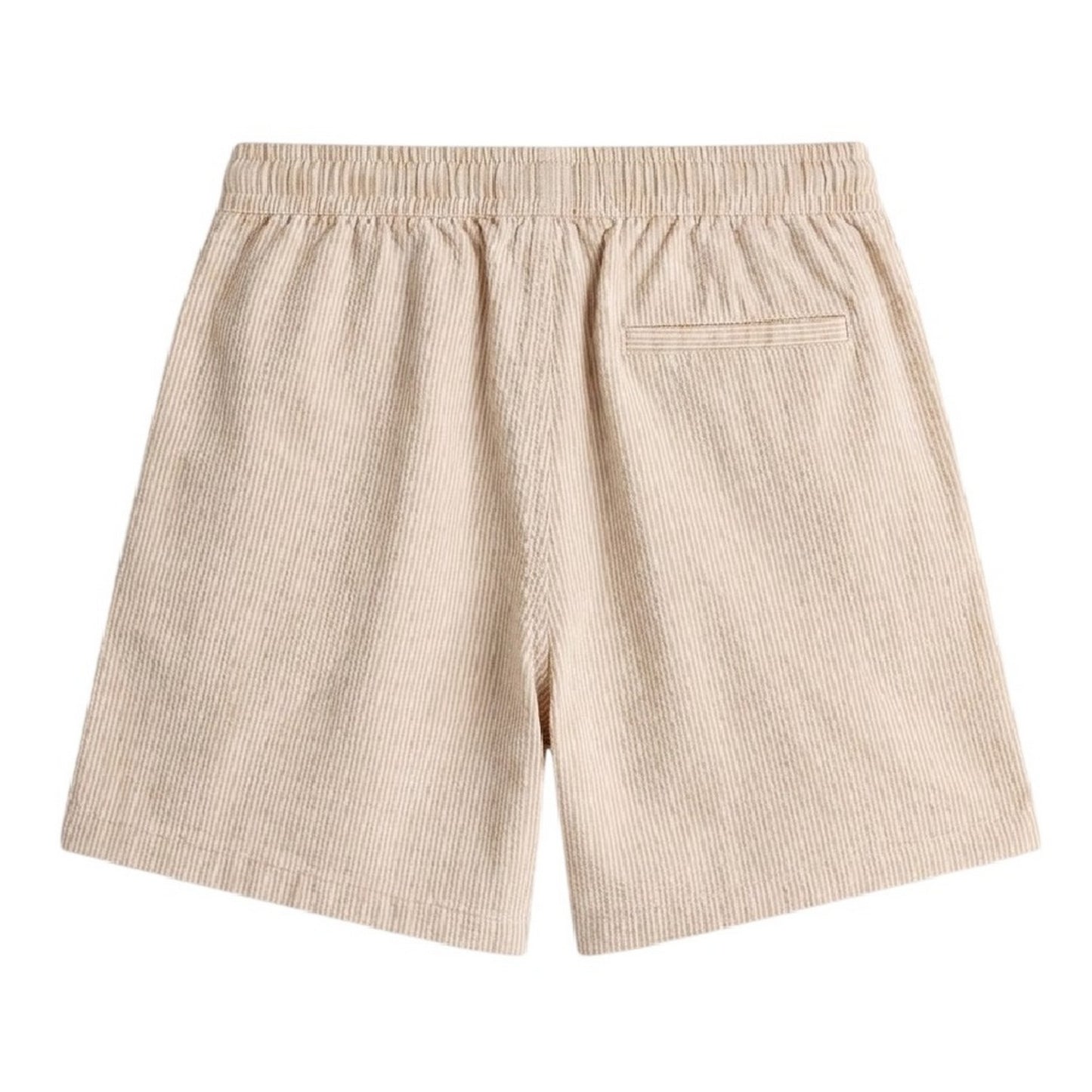 Tan - Back - Tommy Jeans Mens Seersucker Stripe Casual Shorts