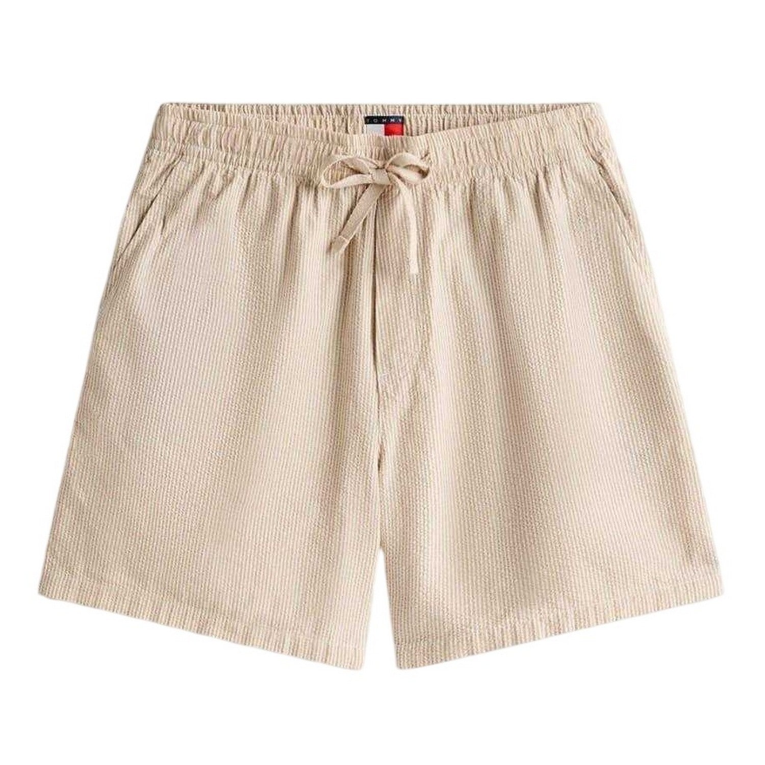 Tan - Front - Tommy Jeans Mens Seersucker Stripe Casual Shorts