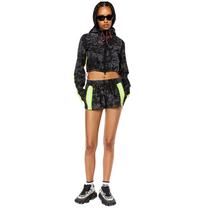 Grey-Black - Lifestyle - Diesel Womens-Ladies Lillian Cloud Print Mini Shorts