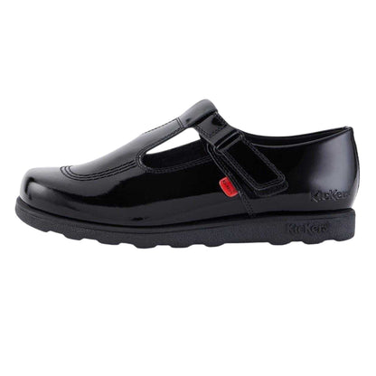 Black - Side - Kickers Girls Fragma T-Bar Shoes