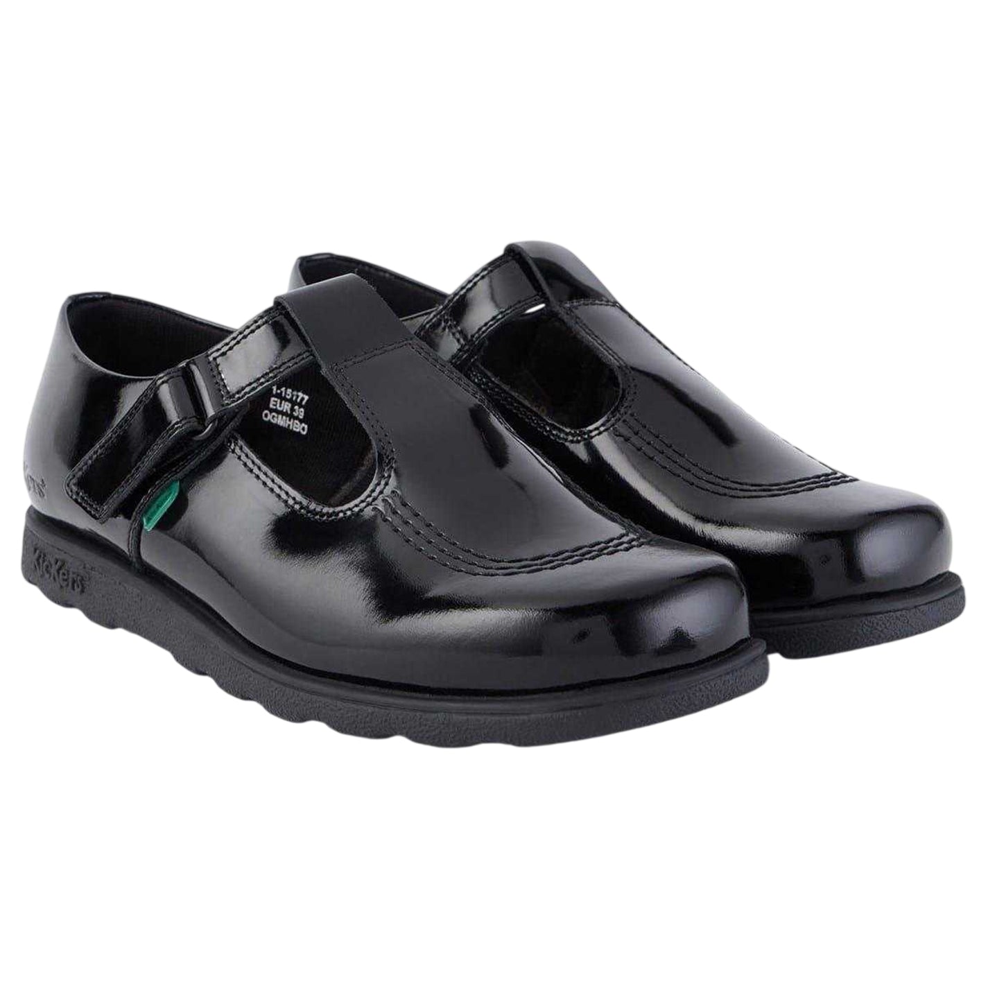 Black - Pack Shot - Kickers Girls Fragma T-Bar Shoes