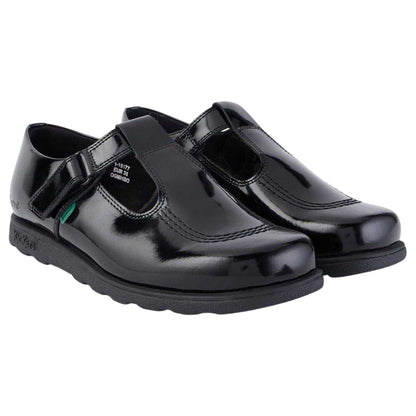 Black - Pack Shot - Kickers Girls Fragma T-Bar Shoes
