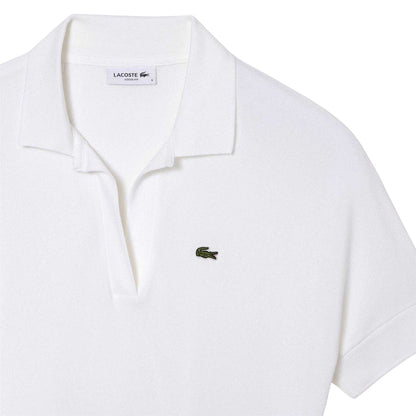 White - Side - Lacoste Womens-Ladies Logo Loose Fit Polo Shirt