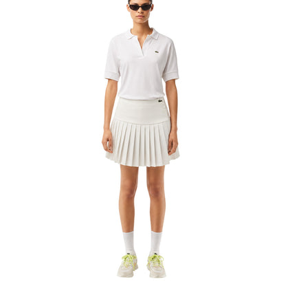 White - Pack Shot - Lacoste Womens-Ladies Logo Loose Fit Polo Shirt