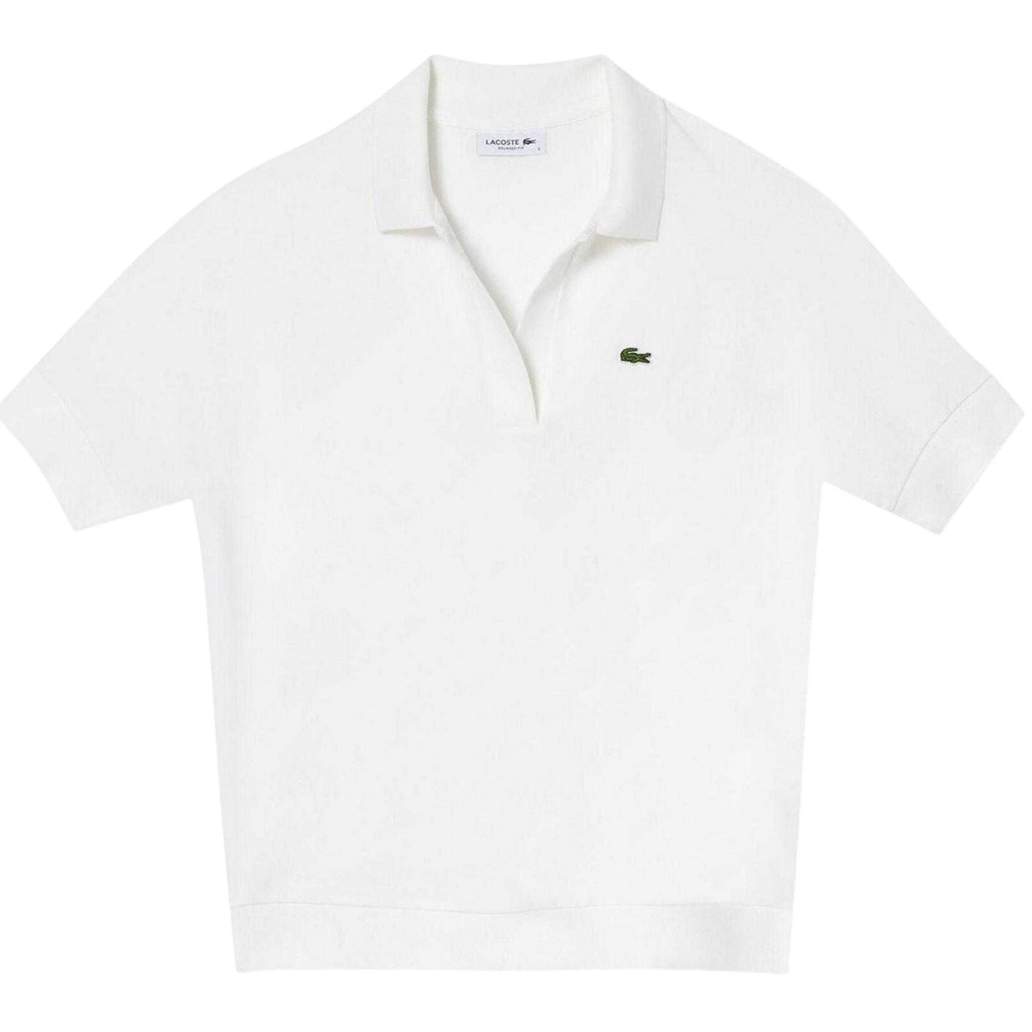 White - Front - Lacoste Womens-Ladies Logo Loose Fit Polo Shirt