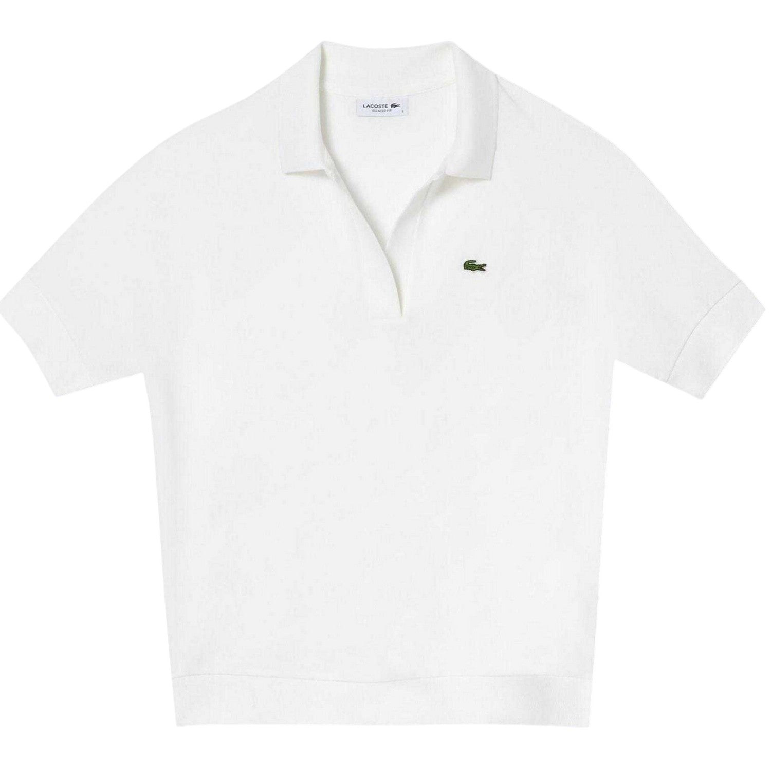 White - Front - Lacoste Womens-Ladies Logo Loose Fit Polo Shirt