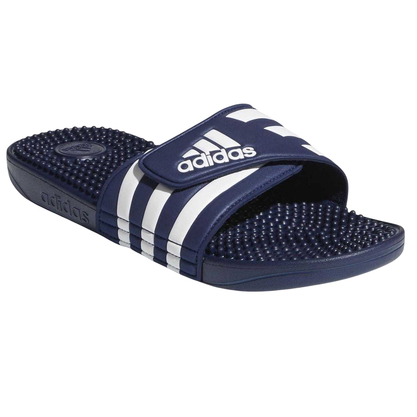 Dark Blue-Cloud - Lifestyle - Adidas Womens-Ladies Striped Flat Sliders