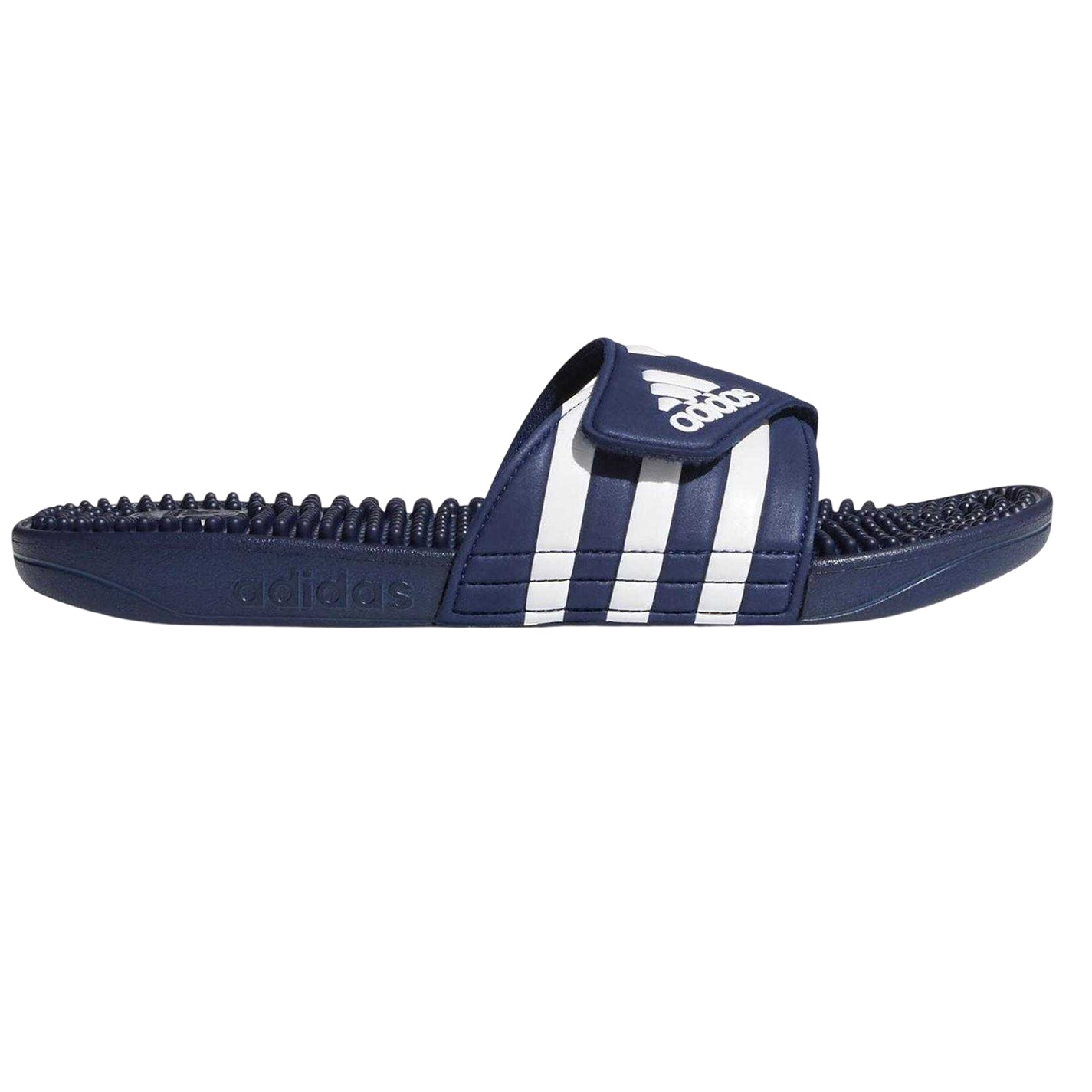 Dark Blue-Cloud - Front - Adidas Womens-Ladies Striped Flat Sliders
