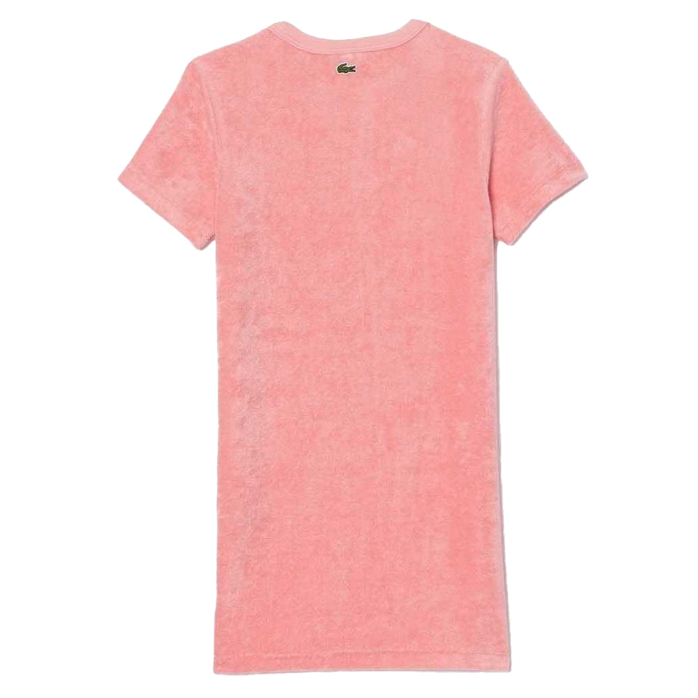 Pink - Back - Lacoste Girls Repeat Logo Cotton T-Shirt Dress