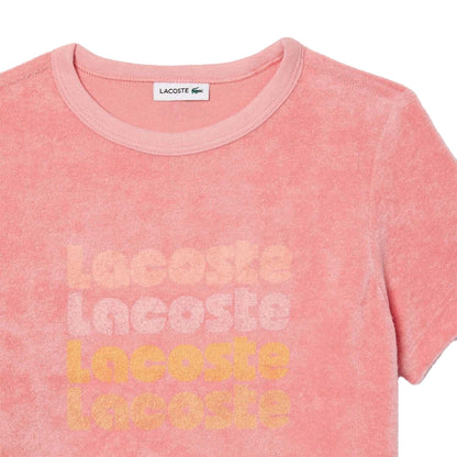 Pink - Side - Lacoste Girls Repeat Logo Cotton T-Shirt Dress