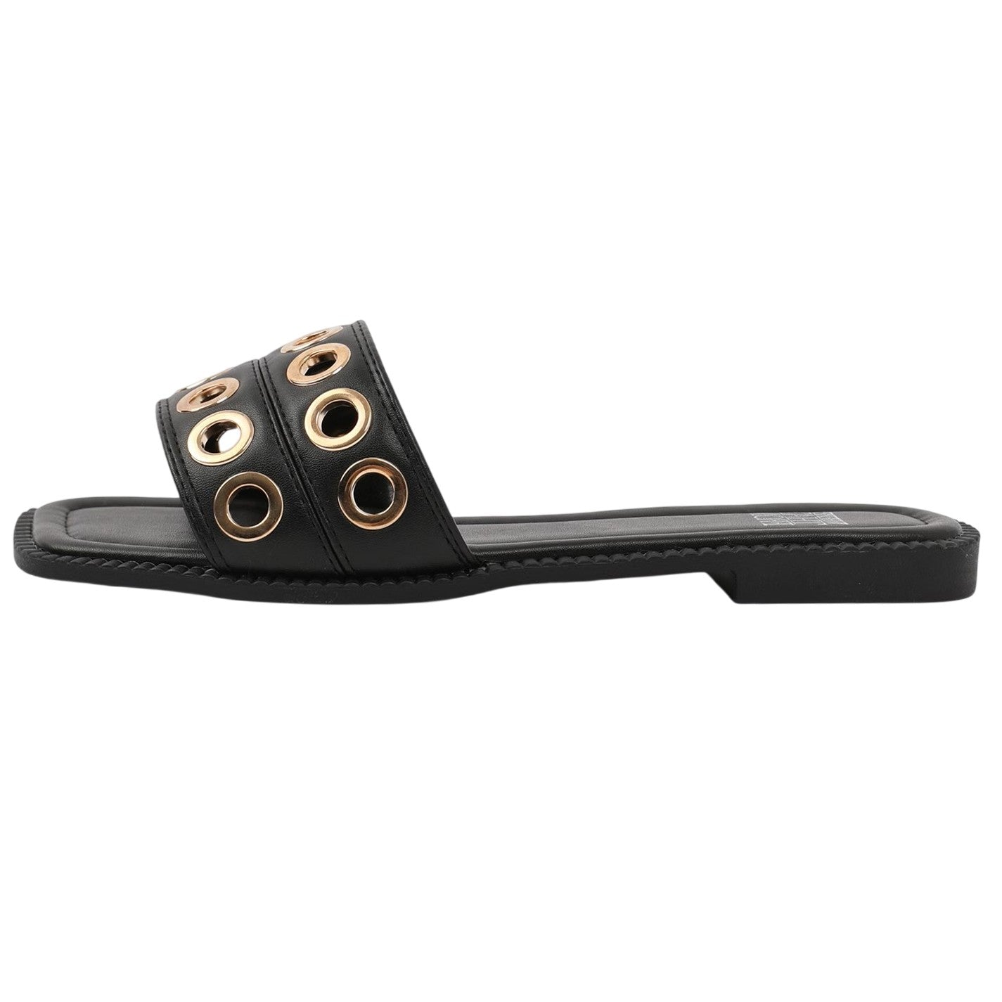 Black - Back - Where´s That From Womens-Ladies Eyelets Flat Sandals