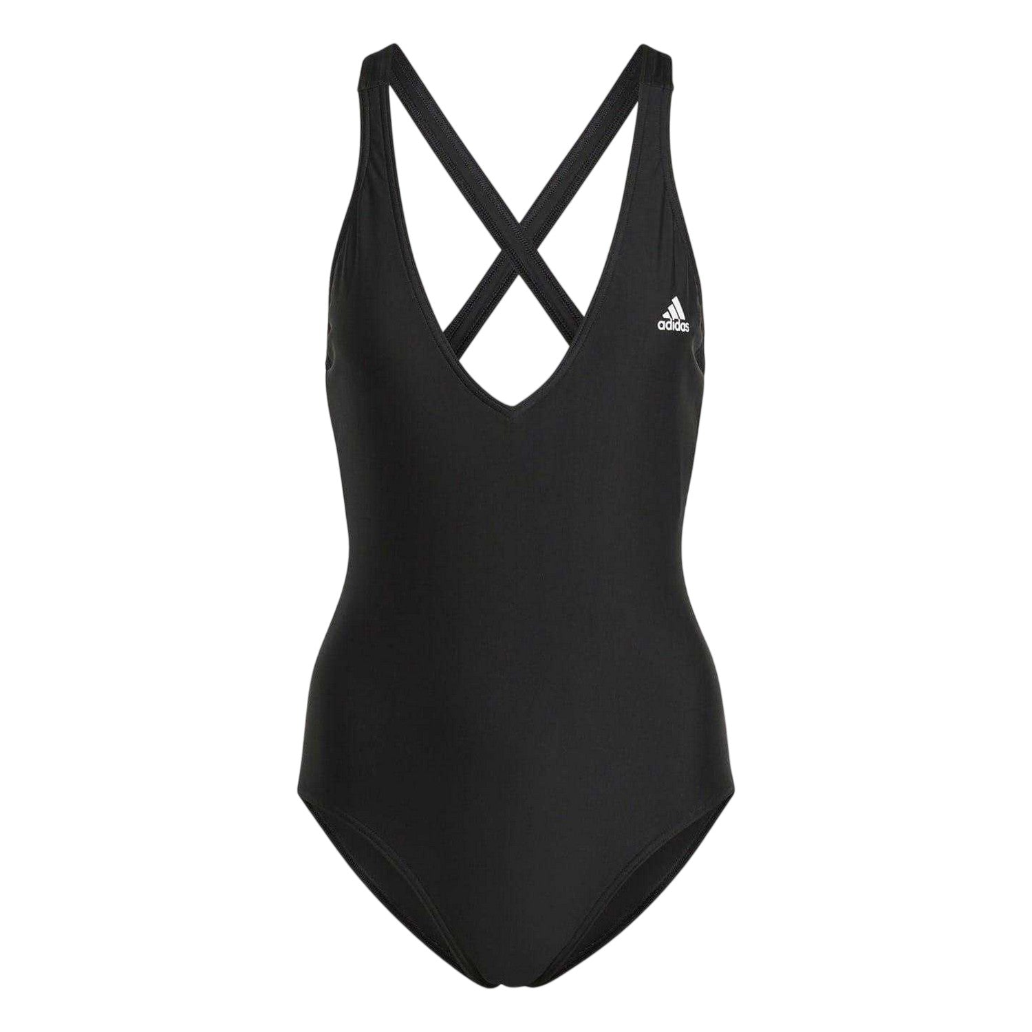 Black-White - Front - Adidas Womens-Ladies 3S One Piece Swimsuit
