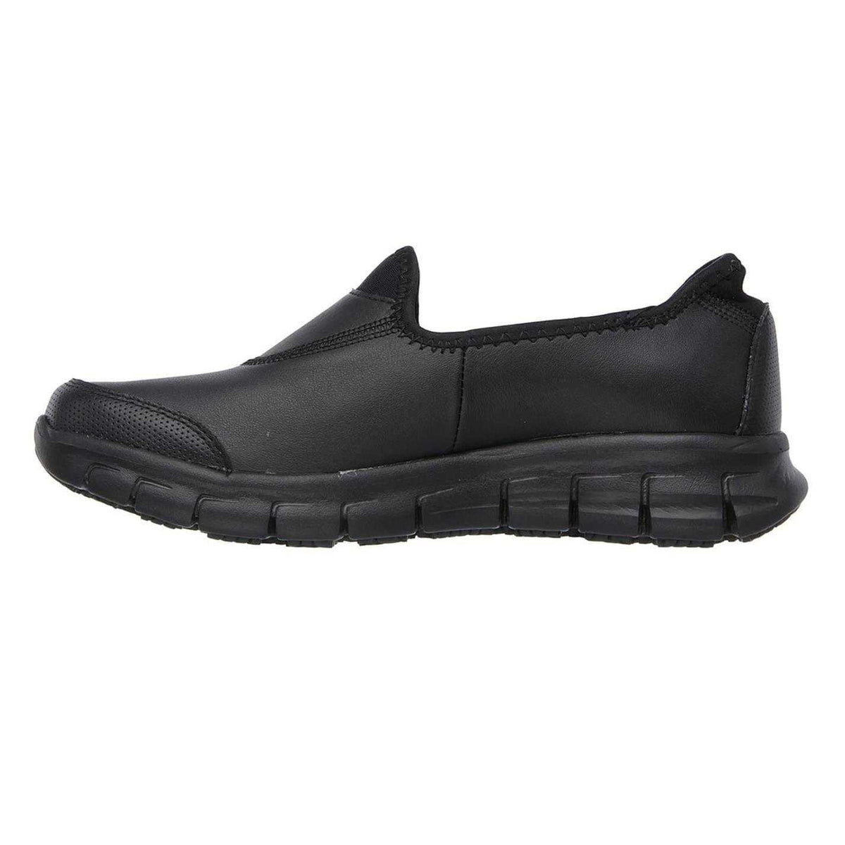 Black - Side - Skechers Womens-Ladies Sure Track Leather Work Safety Shoes