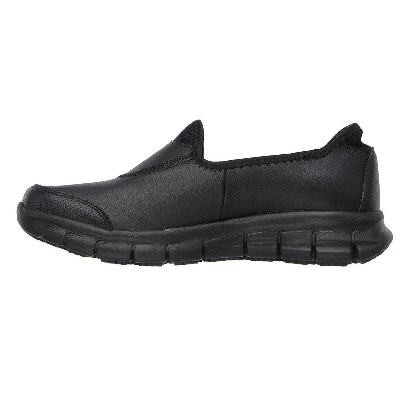 Black - Side - Skechers Womens-Ladies Sure Track Leather Work Safety Shoes