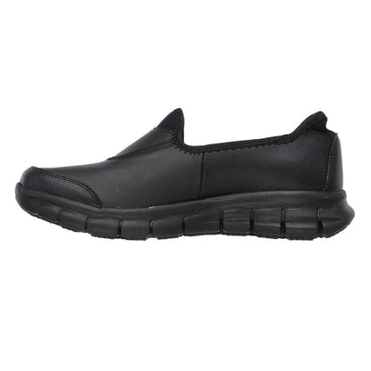 Black - Side - Skechers Womens-Ladies Sure Track Leather Work Safety Shoes