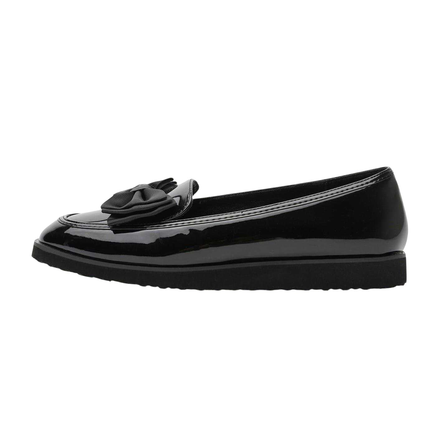 Black Patent - Back - Alpha Womens-Ladies Alpha Flat Loafers