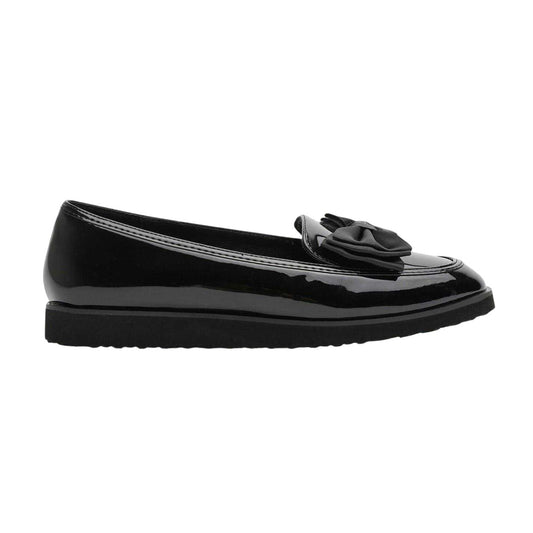 Black Patent - Front - Alpha Womens-Ladies Alpha Flat Loafers