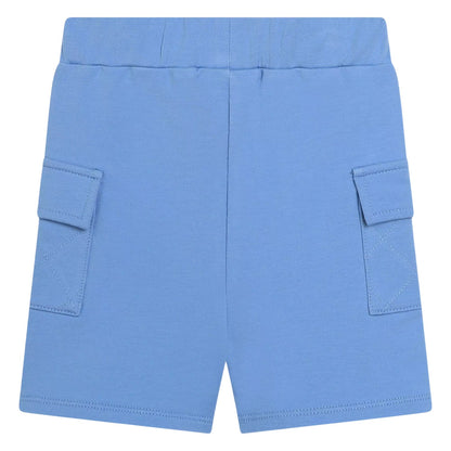 Blue - Back - Carrement Beau Boys Jersey Relaxed Fit Cargo Shorts