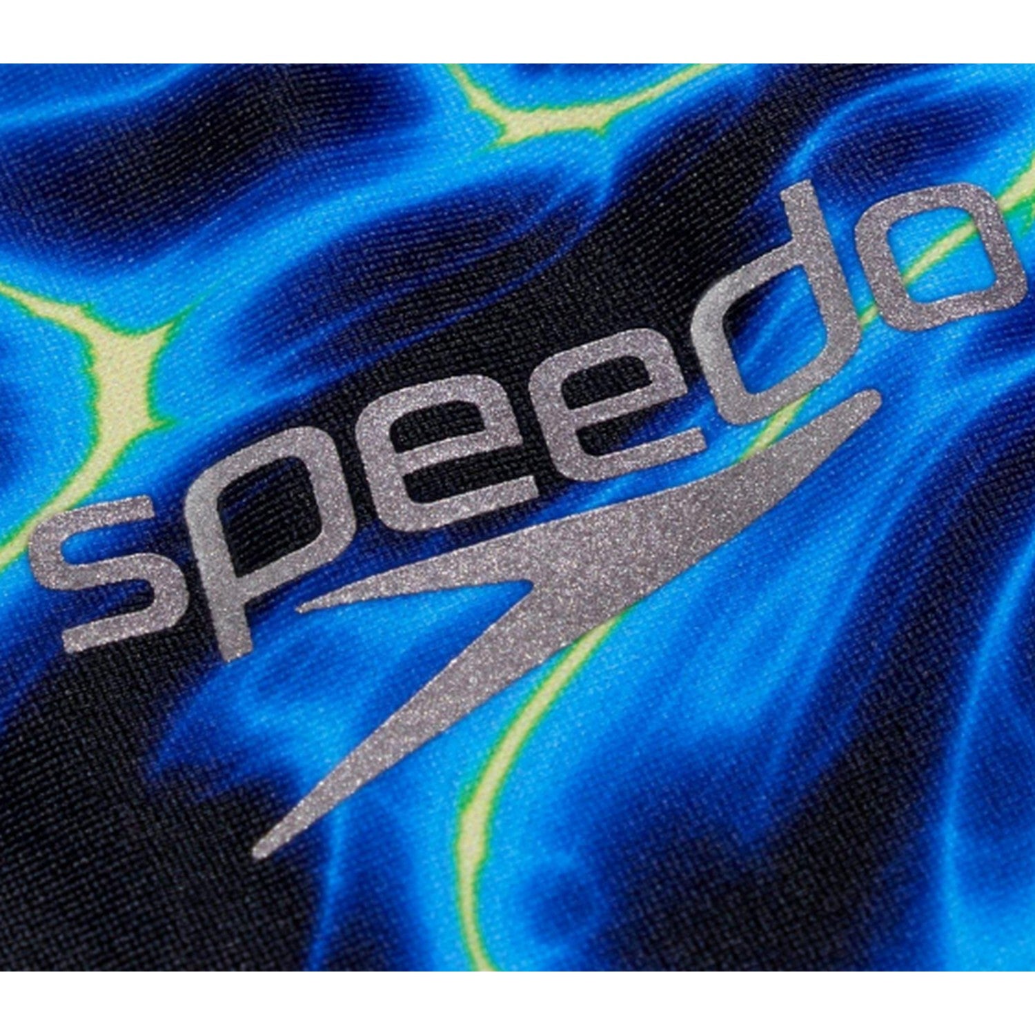 Blue-Black - Side - Speedo Womens-Ladies Allover Digital Swimming One Piece Swimsuit