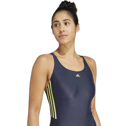 Legend Ink - Side - Adidas Womens-Ladies 3 Stripes One Piece Swimsuit