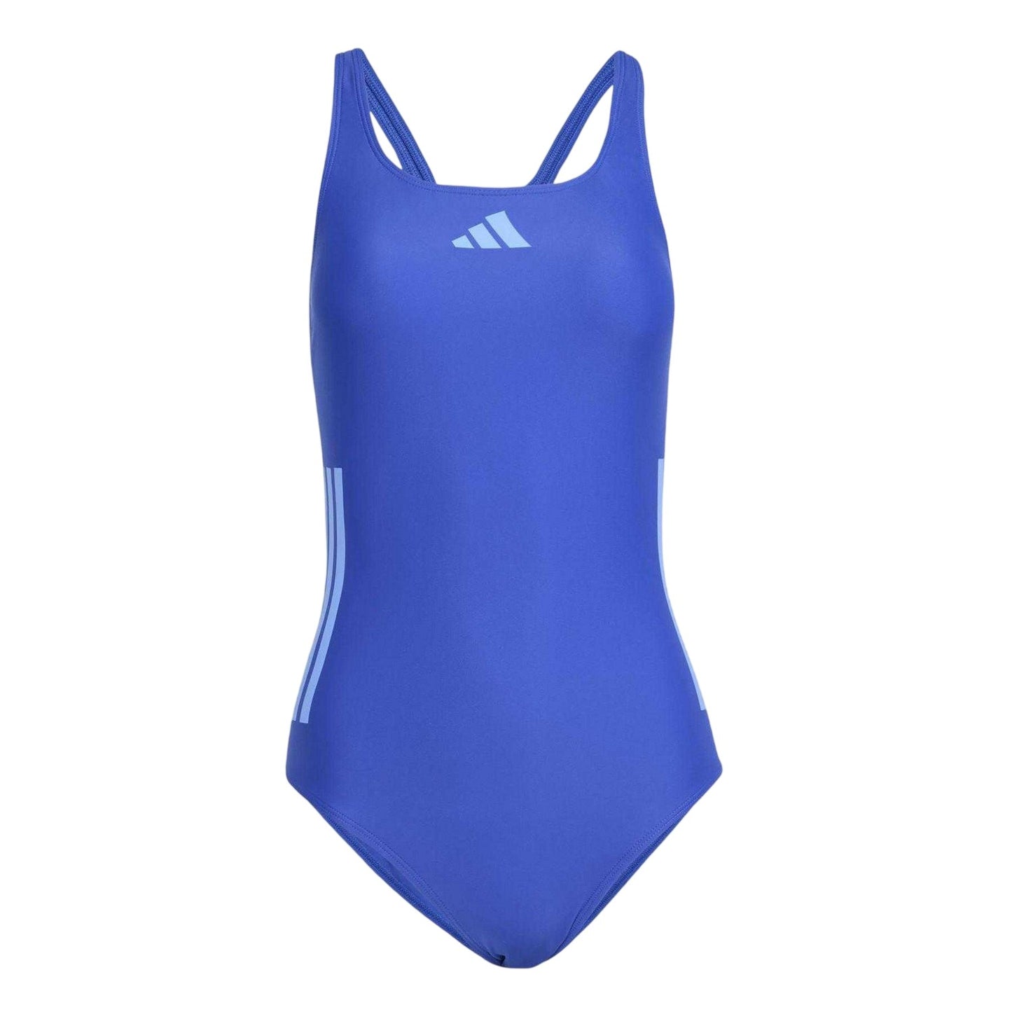 Lucid Blue - Front - Adidas Womens-Ladies 3 Stripes One Piece Swimsuit