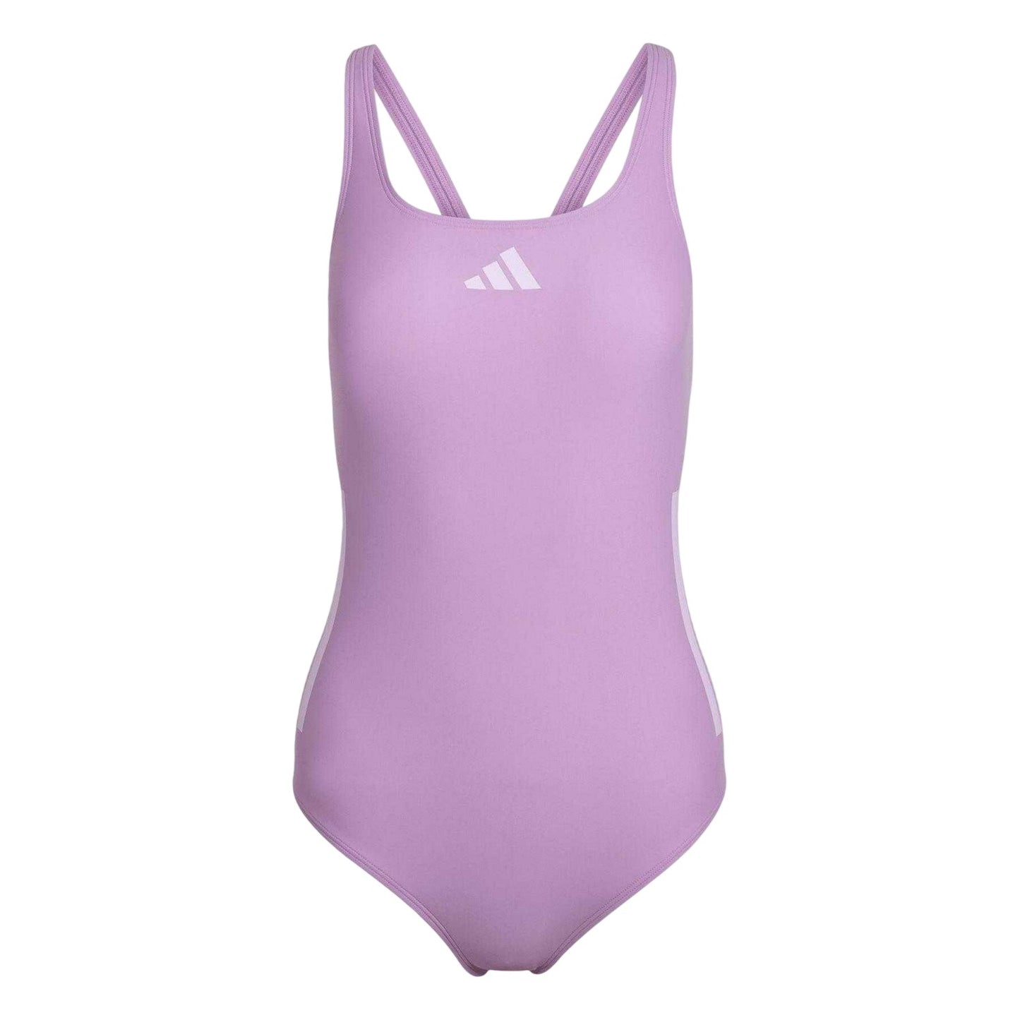 Purple Blush - Front - Adidas Womens-Ladies 3 Stripes One Piece Swimsuit