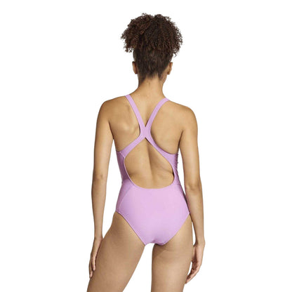 Purple Blush - Back - Adidas Womens-Ladies 3 Stripes One Piece Swimsuit