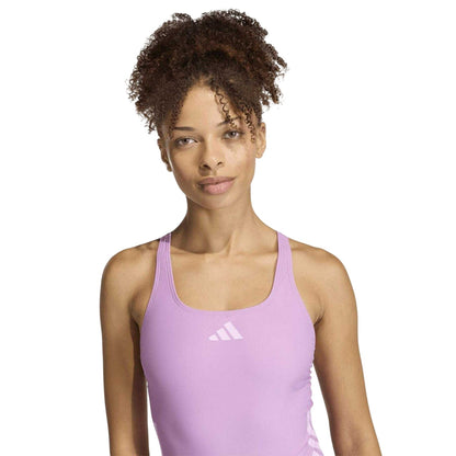 Purple Blush - Lifestyle - Adidas Womens-Ladies 3 Stripes One Piece Swimsuit