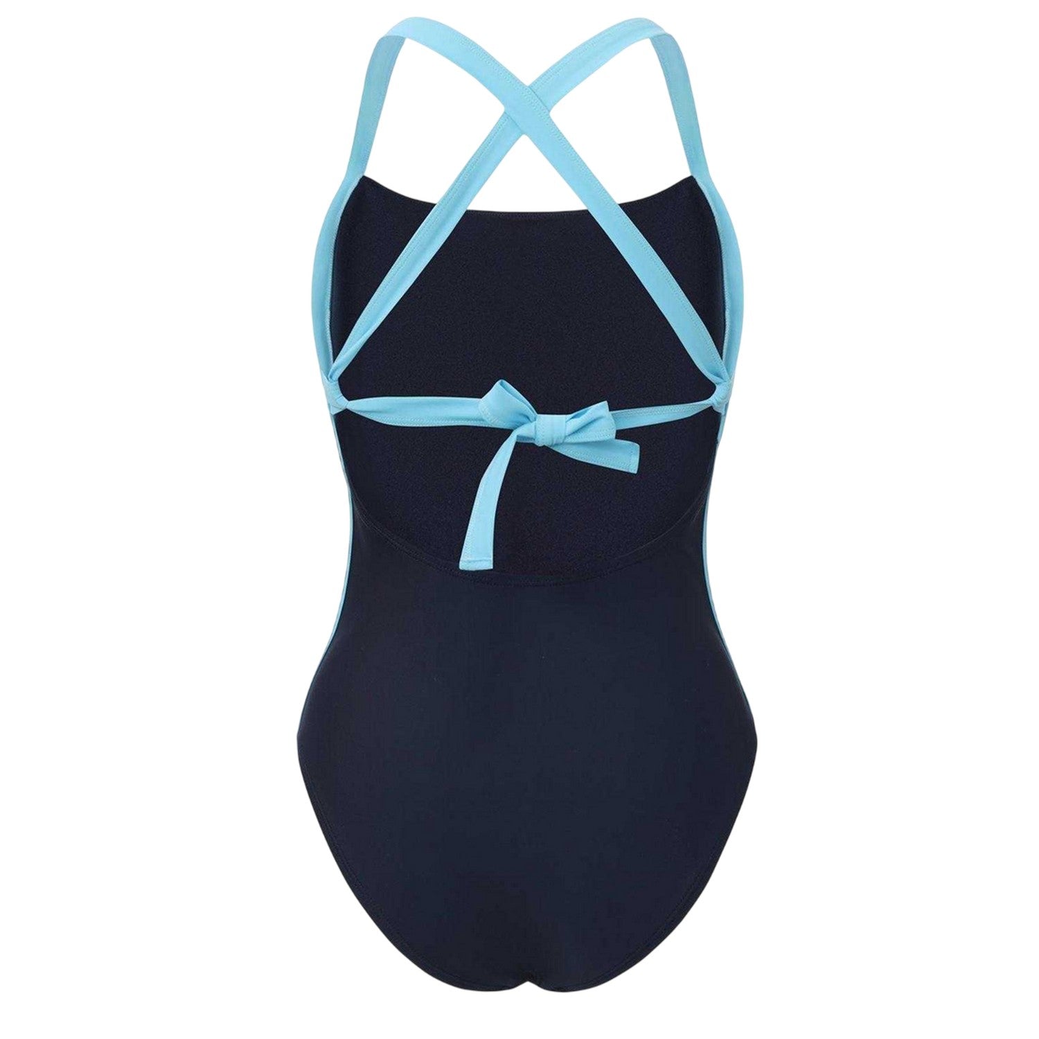 Navy - Back - Slazenger Womens-Ladies Tie Up Back One Piece Swimsuit
