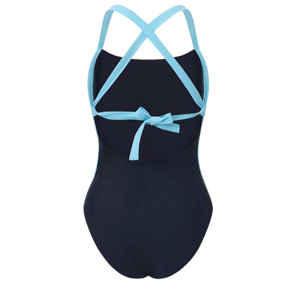 Navy - Back - Slazenger Womens-Ladies Tie Up Back One Piece Swimsuit