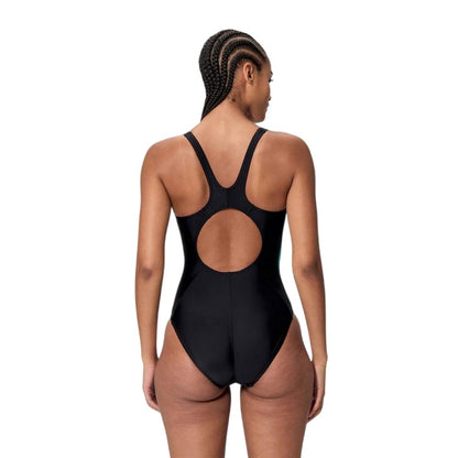 Anthracite-Blue - Back - Speedo Womens-Ladies Splice 2.0 Colour Block One Piece Swimsuit